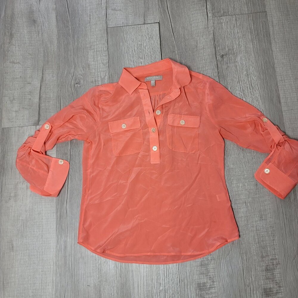 Banana Republic Silk Coral Button-Up Women's Blouse | Size XS